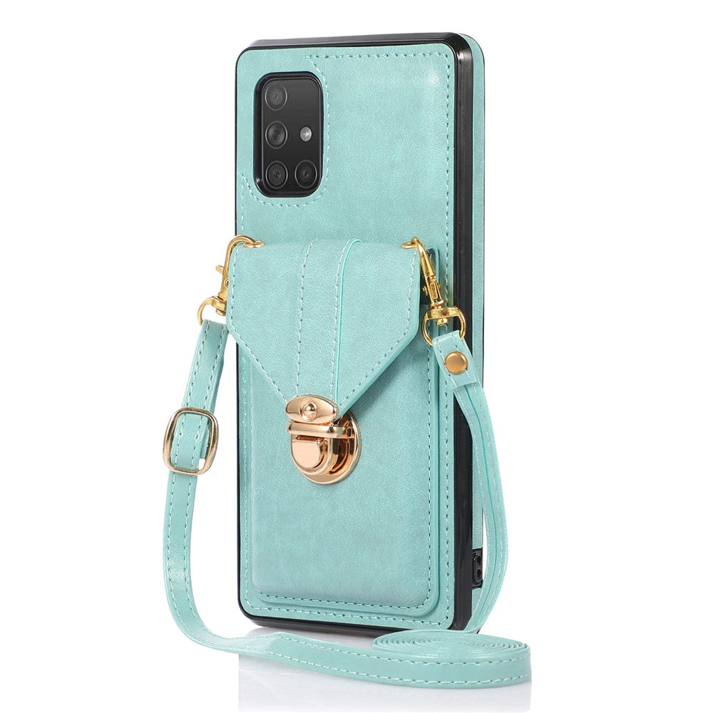 Til Samsung Galaxy A71 5G SM-A716 kortholder-cover i PU-læder+TPU bagside med støttefod til telefon