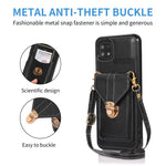 Back Protector for Samsung Galaxy A22 5G (EU Version) Kickstand Phone Cover Card Holder PU Leather+TPU Case