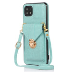 Back Protector for Samsung Galaxy A22 5G (EU Version) Kickstand Phone Cover Card Holder PU Leather+TPU Case