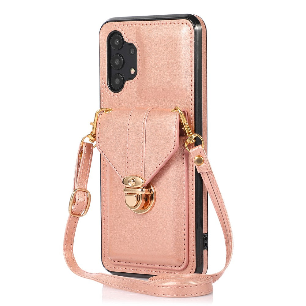 For Samsung Galaxy A32 4G (EU Version) Card Holder Case PU Leather+TPU Phone Cover with Kickstand