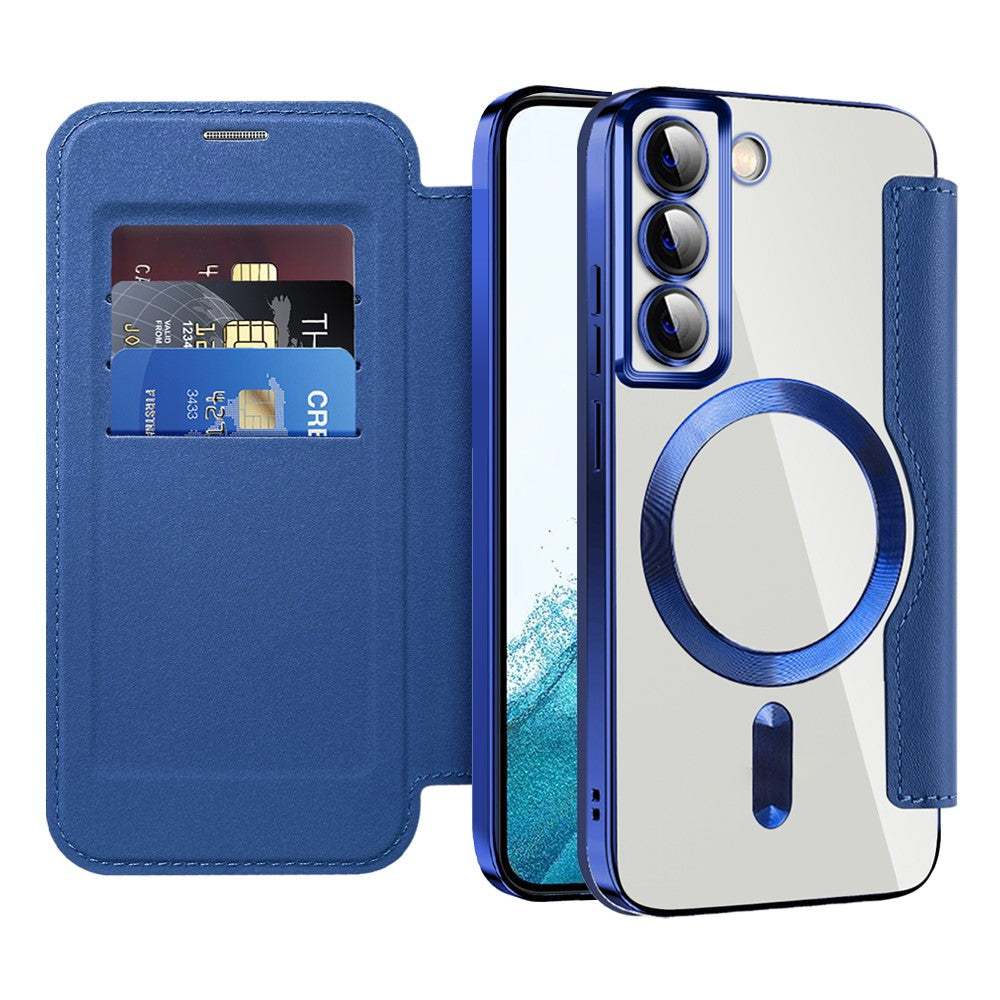 Card Holder Phone Case for Samsung Galaxy S22 5G Magnetic Case Leather+TPU RFID Blocking Phone Cover