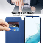 Card Holder Phone Case for Samsung Galaxy S22 5G Magnetic Case Leather+TPU RFID Blocking Phone Cover