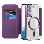 Card Holder Phone Case for Samsung Galaxy S22 5G Magnetic Case Leather+TPU RFID Blocking Phone Cover