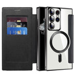 For Samsung Galaxy S22 Ultra 5G RFID Blocking Card Holder Case Magnetic Case Leather+TPU Phone Cover