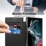 For Samsung Galaxy S22 Ultra 5G RFID Blocking Card Holder Case Magnetic Case Leather+TPU Phone Cover