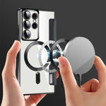 For Samsung Galaxy S22 Ultra 5G RFID Blocking Card Holder Case Magnetic Case Leather+TPU Phone Cover