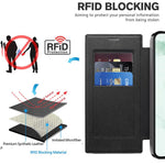 For Samsung Galaxy S22 Ultra 5G RFID Blocking Card Holder Case Magnetic Case Leather+TPU Phone Cover
