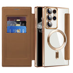 For Samsung Galaxy S22 Ultra 5G RFID Blocking Card Holder Case Magnetic Case Leather+TPU Phone Cover