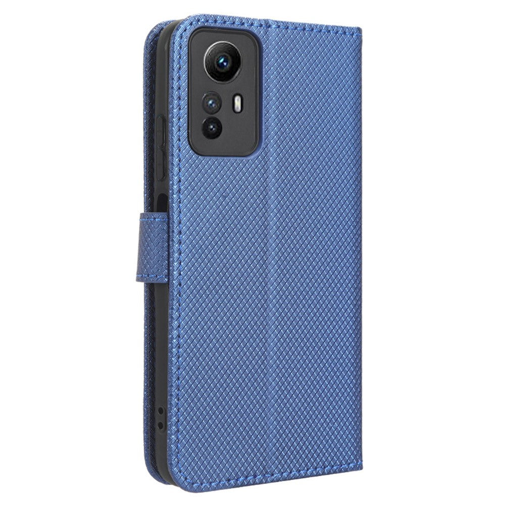 PU Leather Wallet Case for Xiaomi Redmi Note 12S 4G ,  Diamond Texture Phone Stand Cover