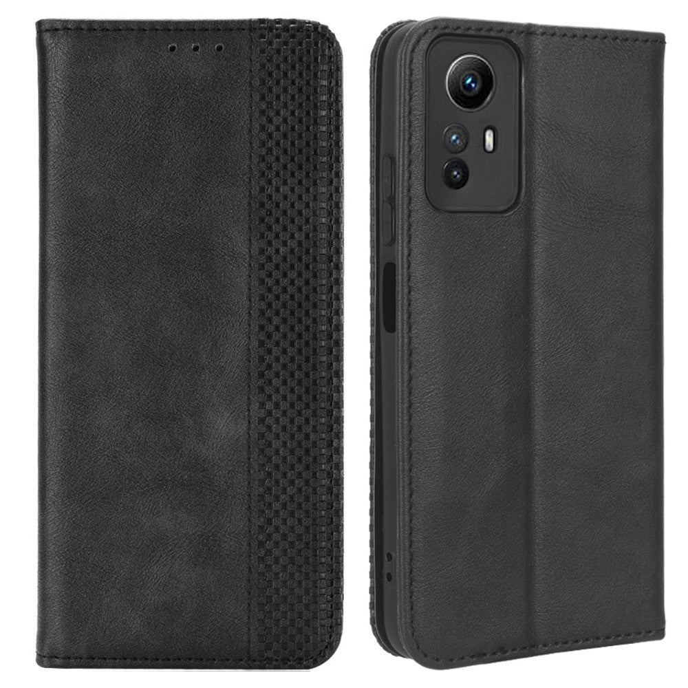 Magnetiskt läderfodral med stängning till Xiaomi Redmi Note 12S 4G, stativplånbok i retro-stil för mobil