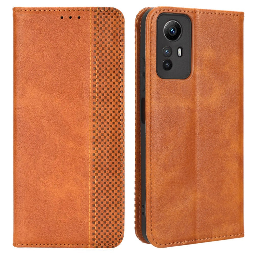 Magnetiskt läderfodral med stängning till Xiaomi Redmi Note 12S 4G, stativplånbok i retro-stil för mobil