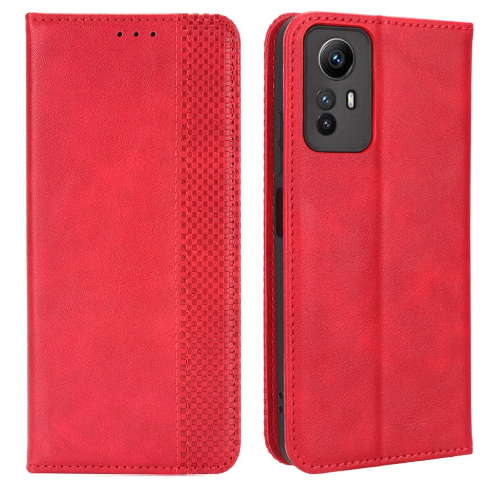 Magnetiskt läderfodral med stängning till Xiaomi Redmi Note 12S 4G, stativplånbok i retro-stil för mobil