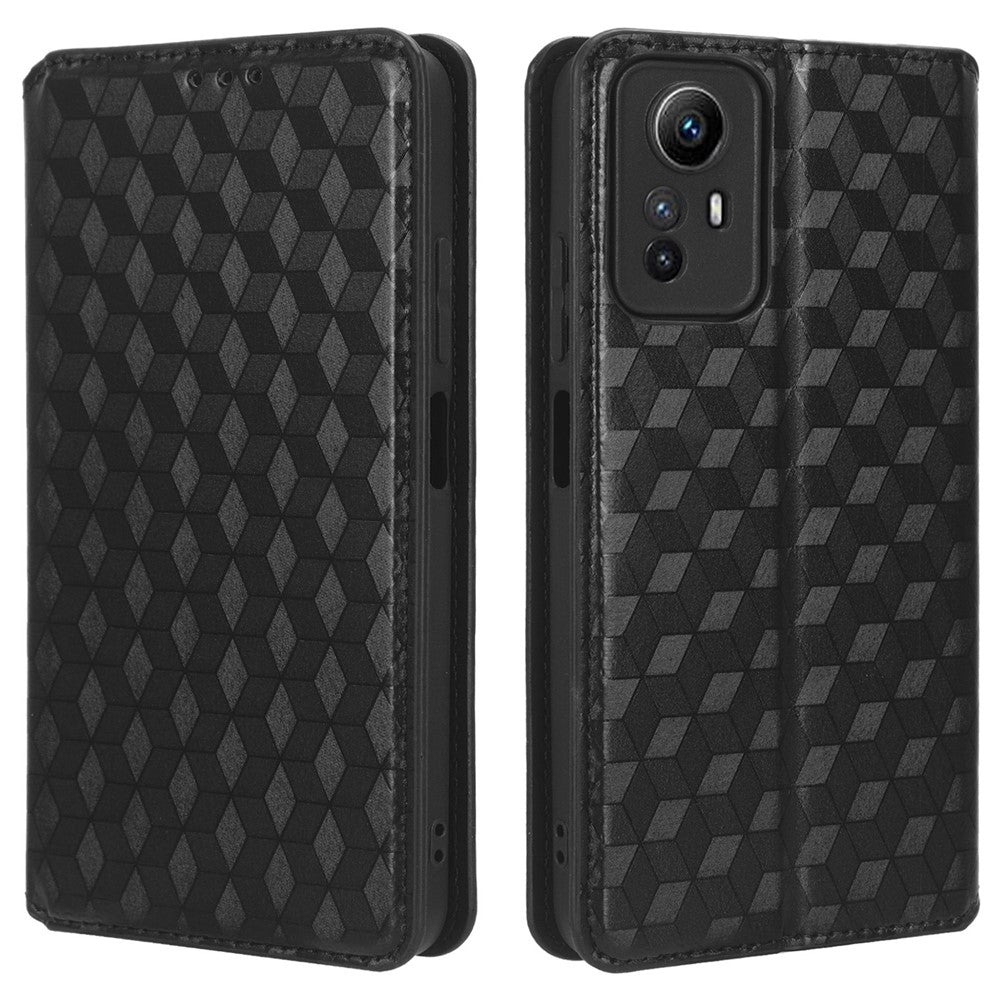 Xiaomi Redmi Note 12S 4G stativplånboksfodral PU-läder rombpräglat fodral