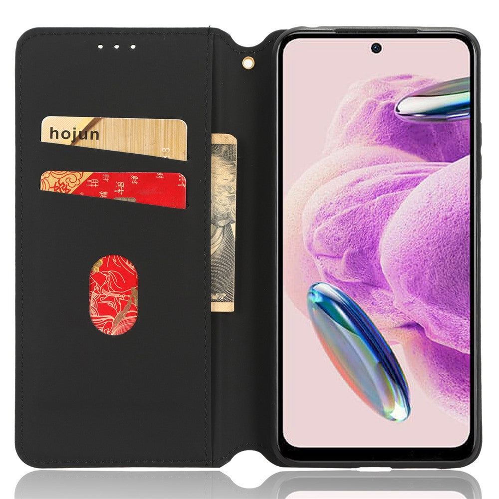 Xiaomi Redmi Note 12S 4G stativplånboksfodral PU-läder rombpräglat fodral