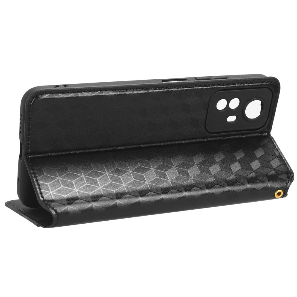 Xiaomi Redmi Note 12S 4G stativplånboksfodral PU-läder rombpräglat fodral