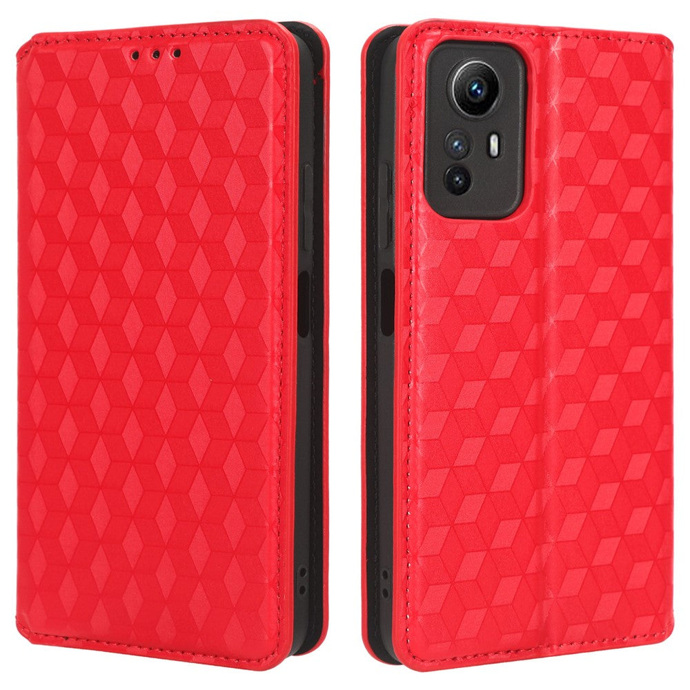 Xiaomi Redmi Note 12S 4G stativplånboksfodral PU-läder rombpräglat fodral