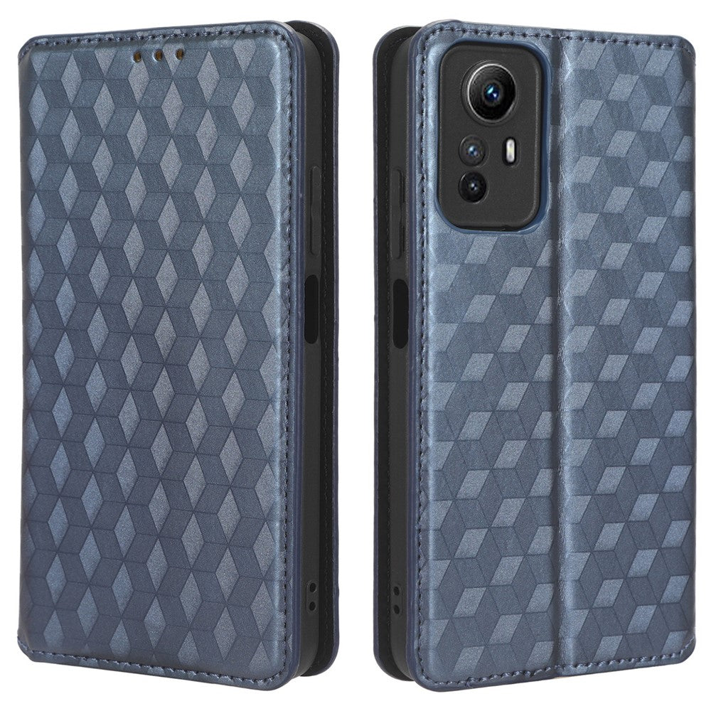 Xiaomi Redmi Note 12S 4G stativplånboksfodral PU-läder rombpräglat fodral