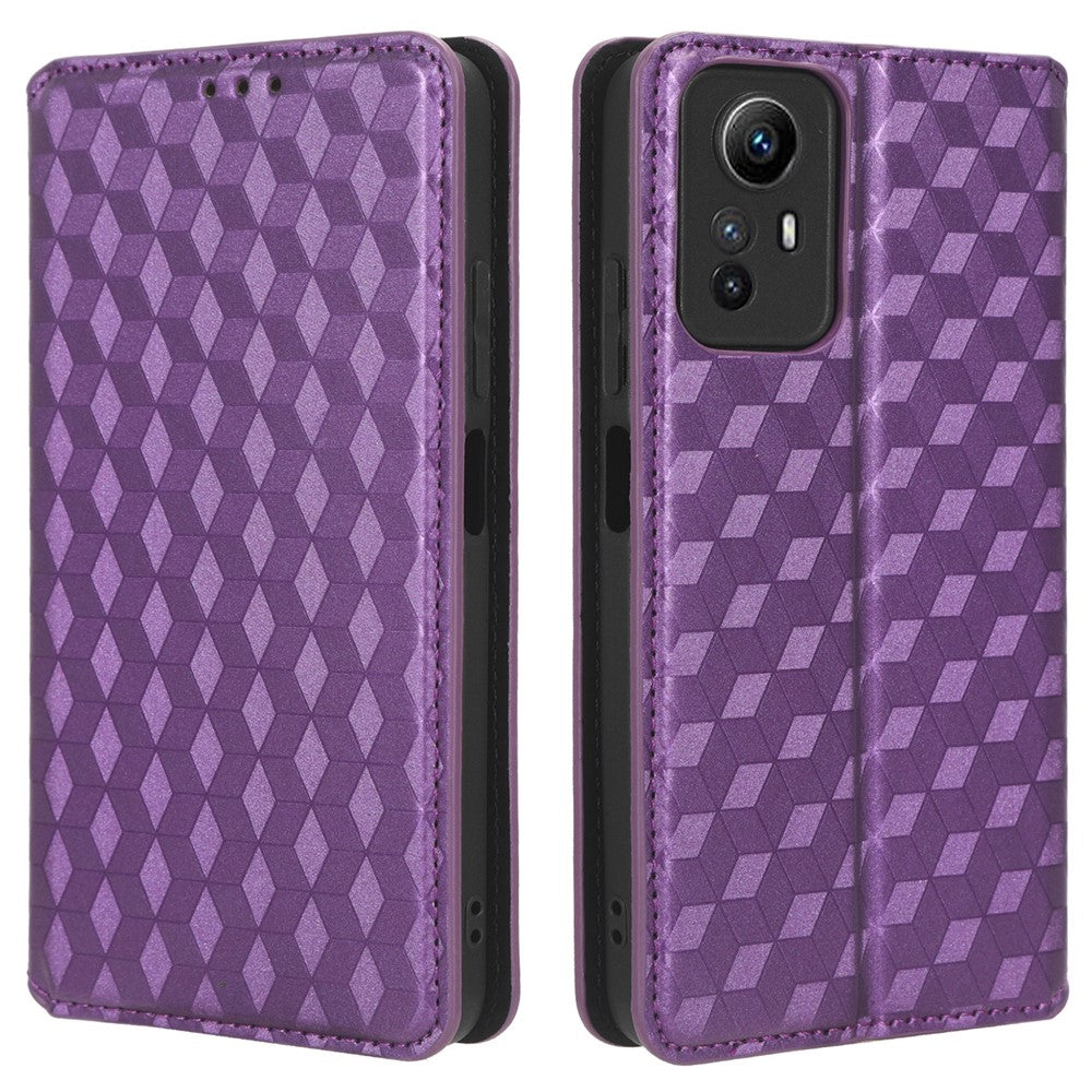 Xiaomi Redmi Note 12S 4G stativplånboksfodral PU-läder rombpräglat fodral