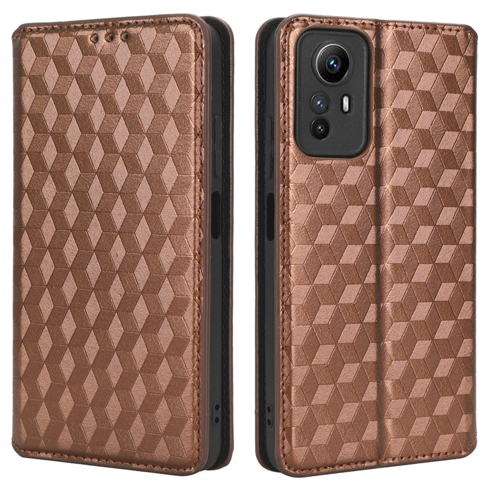 Xiaomi Redmi Note 12S 4G stativplånboksfodral PU-läder rombpräglat fodral