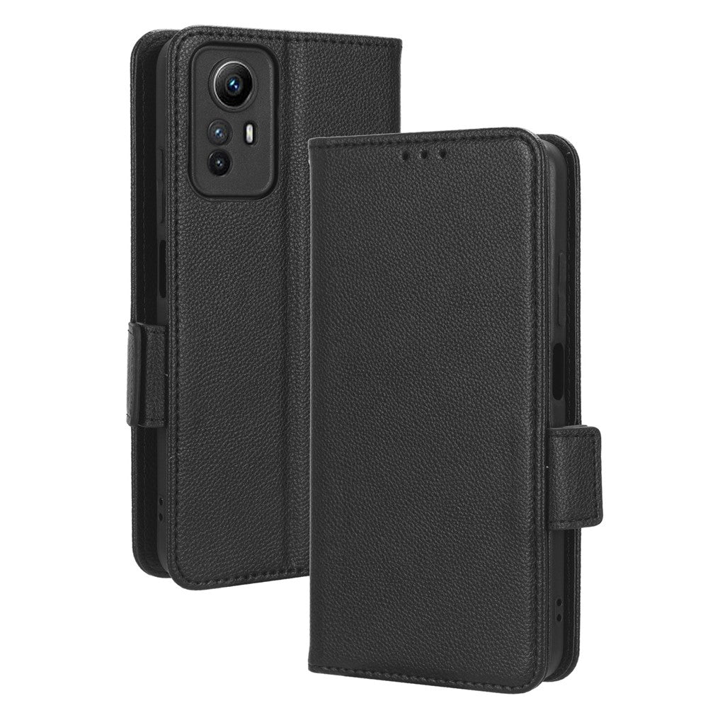 Litchi Texture Leather Case for Xiaomi Redmi Note 12S 4G , Foldable Stand Phone Wallet Cover