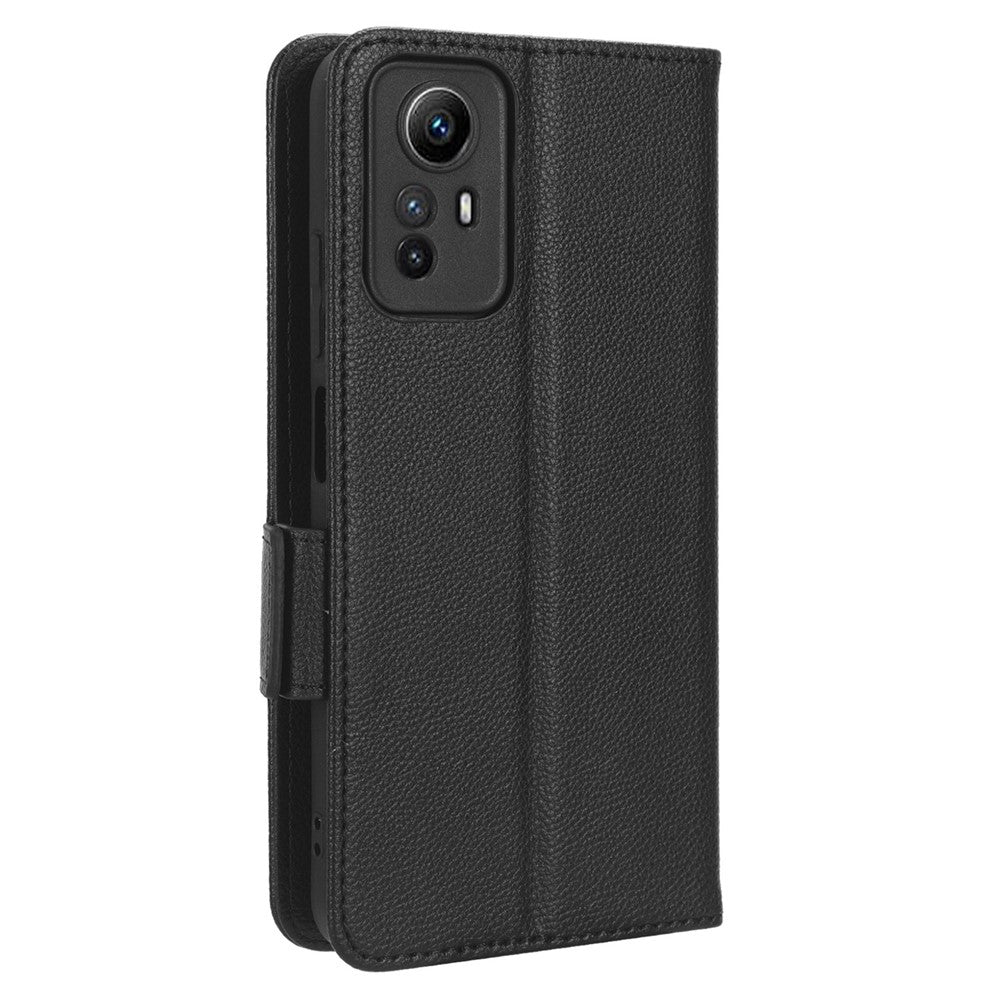 Litchi Texture Leather Case for Xiaomi Redmi Note 12S 4G , Foldable Stand Phone Wallet Cover