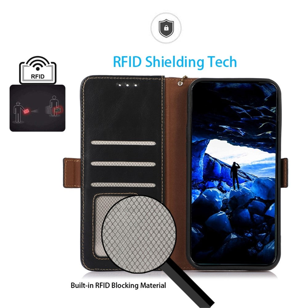 For Xiaomi Poco F5 Pro 5G / Redmi K60 5G / K60 Pro 5G Genuine Cowhide Leather Phone Case RFID Blocking Wallet Stand Cover