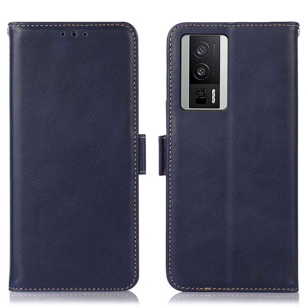 For Xiaomi Poco F5 Pro 5G / Redmi K60 5G / K60 Pro 5G Genuine Cowhide Leather Phone Case RFID Blocking Wallet Stand Cover