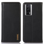 KHAZNEH För Xiaomi Poco F5 Pro 5G / Redmi K60 5G / K60 Pro 5G Plånboksfodral i äkta kohudläder RFID-blockerande stativfodral