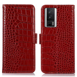 For Xiaomi Poco F5 Pro 5G / Redmi K60 5G / K60 Pro 5G Genuine Cowhide Leather Wallet Stand Case Crocodile Texture RFID Blocking Phone Cover