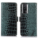 For Xiaomi Poco F5 Pro 5G / Redmi K60 5G / K60 Pro 5G Genuine Cowhide Leather Wallet Stand Case Crocodile Texture RFID Blocking Phone Cover