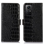 For Xiaomi Redmi Note 12S 4G RFID Blocking Wallet Phone Case Crocodile Texture Genuine Cowhide Leather Stand Cover