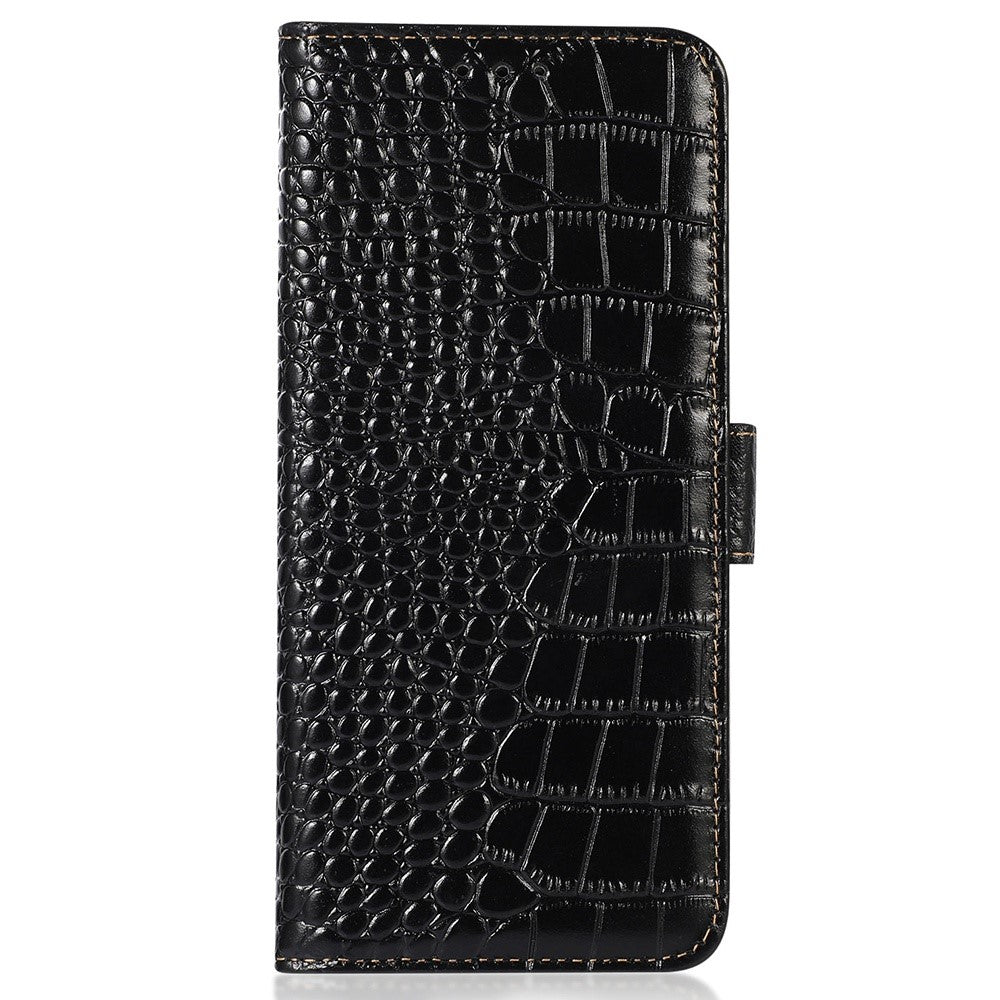 For Xiaomi Redmi Note 12S 4G RFID Blocking Wallet Phone Case Crocodile Texture Genuine Cowhide Leather Stand Cover