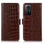 For Xiaomi Redmi Note 12S 4G RFID Blocking Wallet Phone Case Crocodile Texture Genuine Cowhide Leather Stand Cover