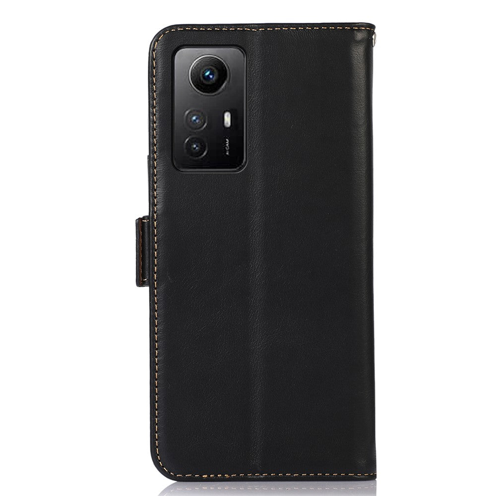 For Xiaomi Redmi Note 12S 4G RFID Blocking Wallet Phone Cover Crazy Horse Texture Genuine Cowhide Leather Stand Case