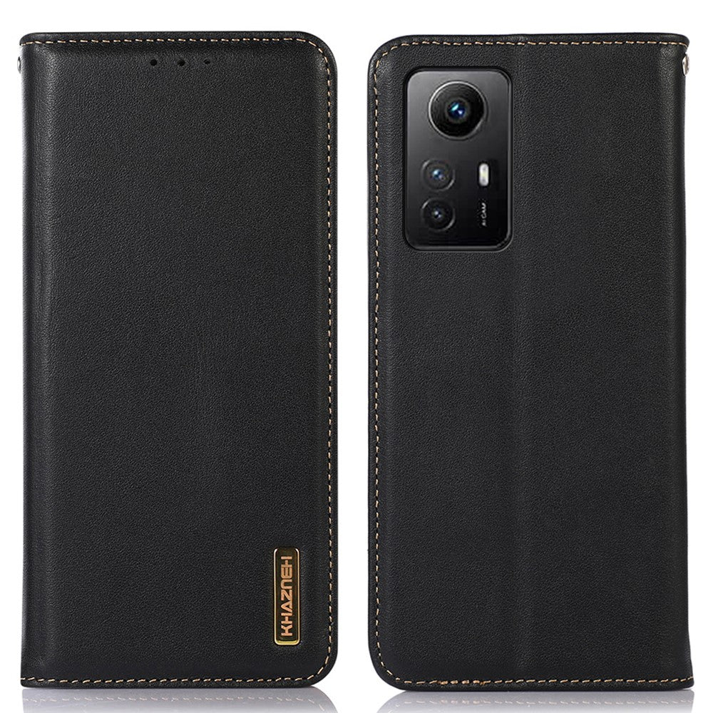 KHAZNEH För Xiaomi Redmi Note 12S 4G Äkta Kohud Läder mobilskal RFID-blockerande Plånboksfodral