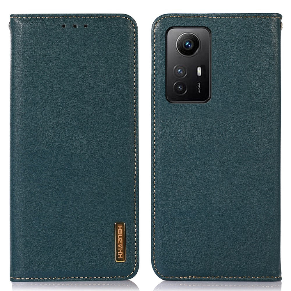 KHAZNEH För Xiaomi Redmi Note 12S 4G Äkta Kohud Läder mobilskal RFID-blockerande Plånboksfodral
