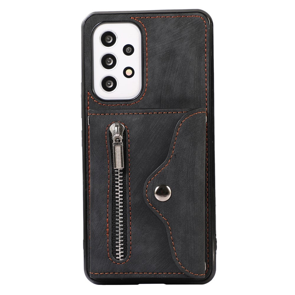 Samsung Galaxy A53 5G Mobilskal RFID-blockerande kortväska Stativ PU-läder+TPU-skydd
