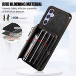 For Samsung Galaxy A54 5G RFID Blocking Mobile Phone Cover Card Bag Kickstand PU Leather Coated TPU Cover