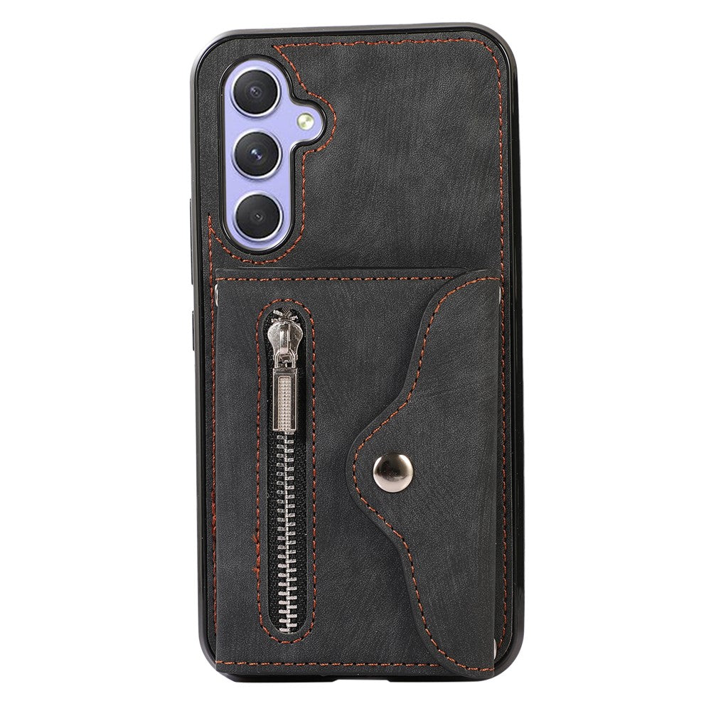 For Samsung Galaxy A54 5G RFID Blocking Mobile Phone Cover Card Bag Kickstand PU Leather Coated TPU Cover