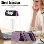 Telefoncover til Samsung Galaxy Z Flip3 5G RFID-blokerende kortholder PU-læder+TPU-cover med støttefod