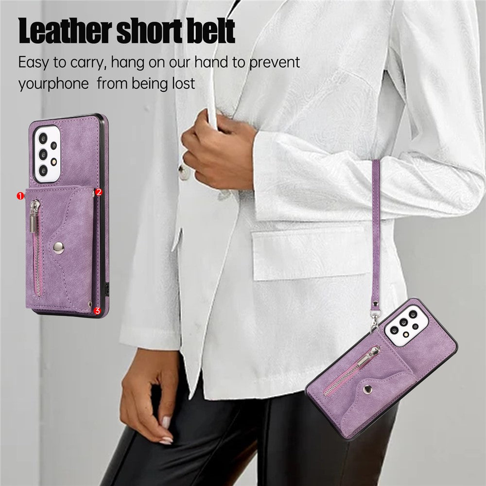 For Samsung Galaxy A52 4G / A52s 5G / A52 5G Smartphone Case RFID Blocking Card Holder Kickstand PU Leather+TPU Cover