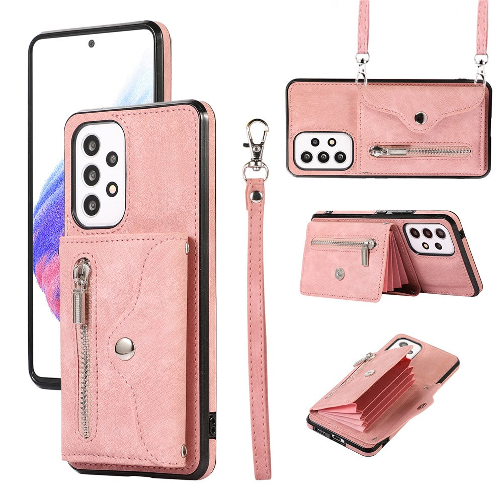 For Samsung Galaxy A52 4G / A52s 5G / A52 5G Smartphone Case RFID Blocking Card Holder Kickstand PU Leather+TPU Cover