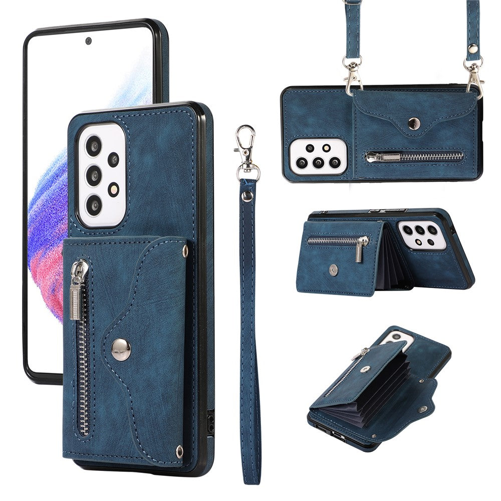 For Samsung Galaxy A52 4G / A52s 5G / A52 5G Smartphone Case RFID Blocking Card Holder Kickstand PU Leather+TPU Cover