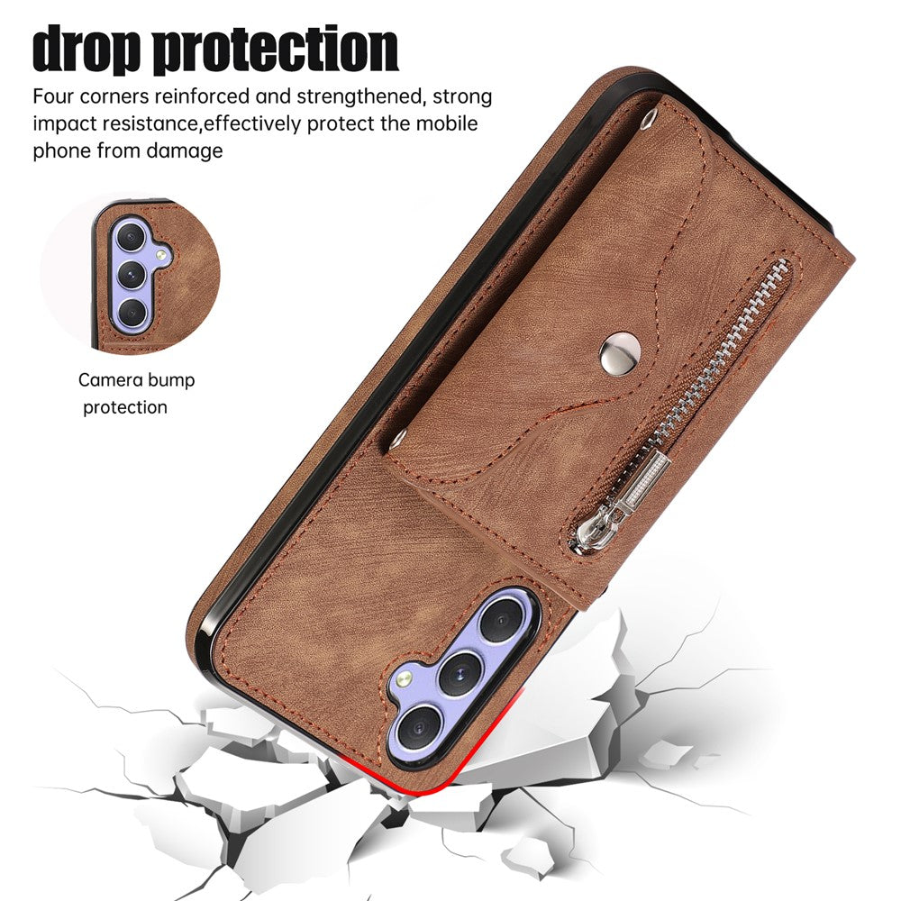 Smartphone-skal till Samsung Galaxy A13 5G PU-läder + TPU-stativ med RFID-blockerande kortpåse