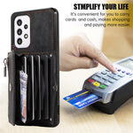 Phone Case for Samsung Galaxy A32 5G / M32 5G PU Leather+TPU Shell with RFID Blocking Card Bag and Kickstand