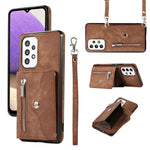 Phone Case for Samsung Galaxy A32 5G / M32 5G PU Leather+TPU Shell with RFID Blocking Card Bag and Kickstand
