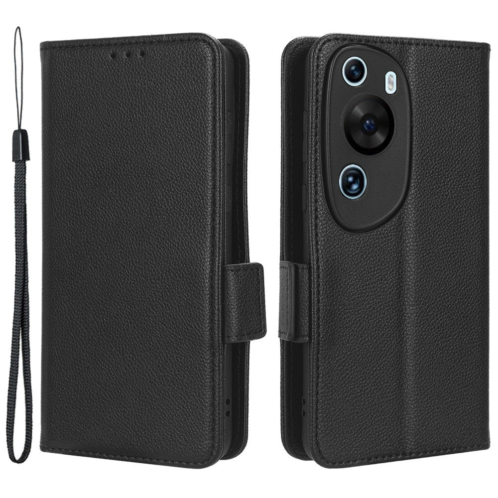 Litchi Texture Läderfodral till Huawei P60 Art Reptåligt Stativ mobilplånboksfodral