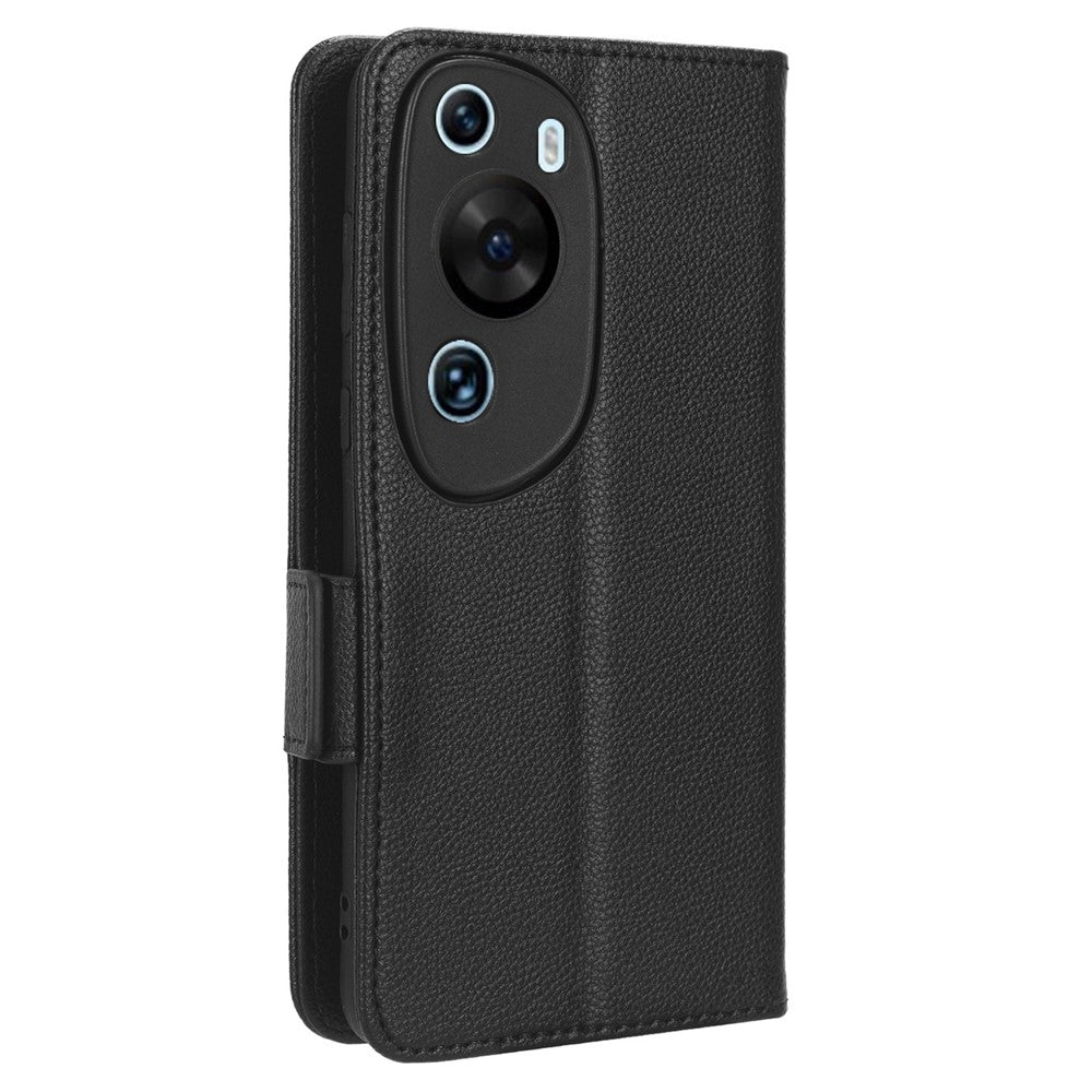 Litchi Texture Läderfodral till Huawei P60 Art Reptåligt Stativ mobilplånboksfodral