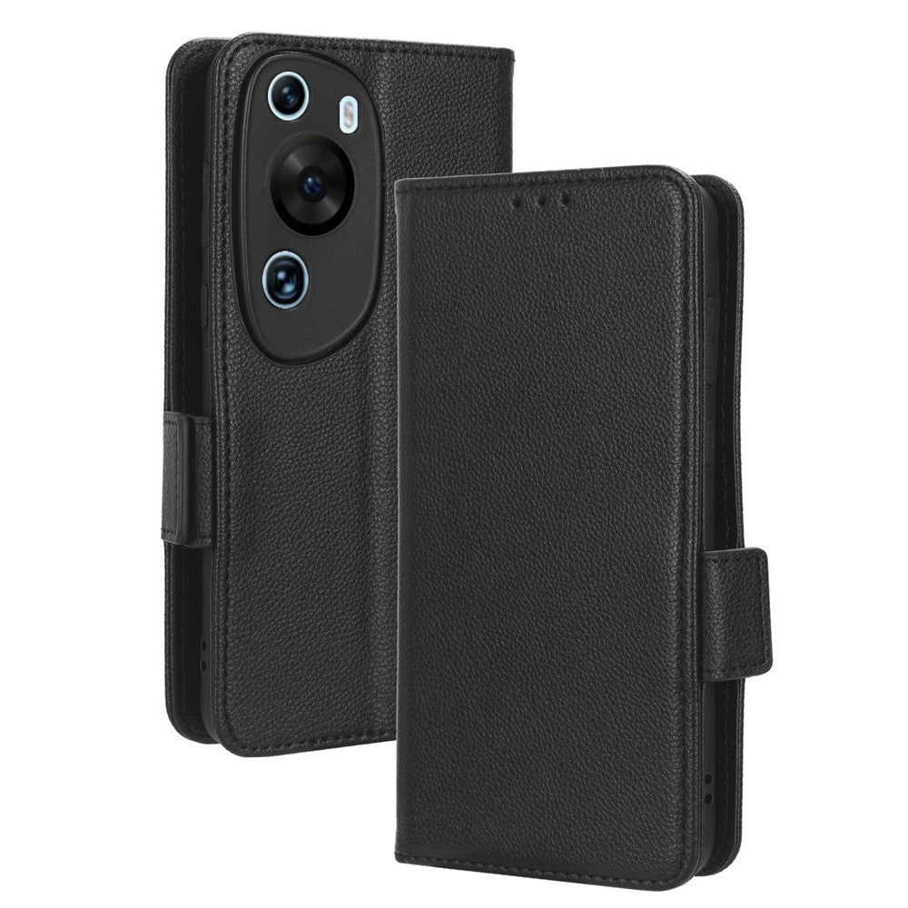 Litchi Texture Läderfodral till Huawei P60 Art Reptåligt Stativ mobilplånboksfodral