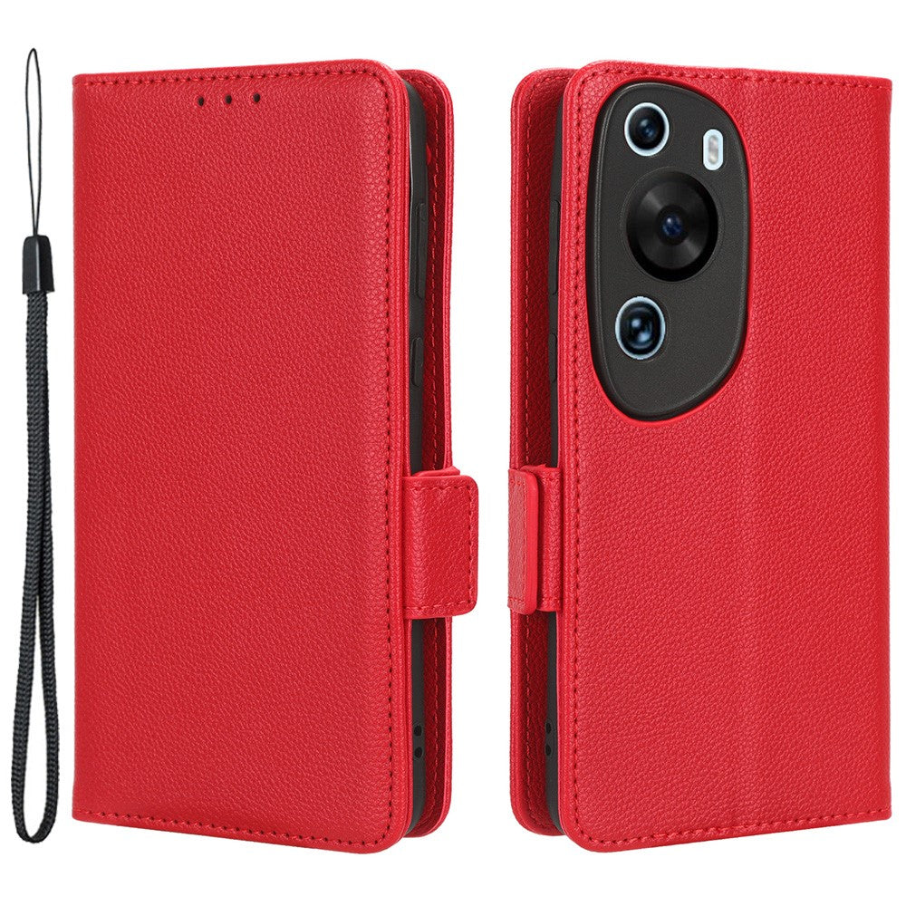 Litchi Texture Läderfodral till Huawei P60 Art Reptåligt Stativ mobilplånboksfodral